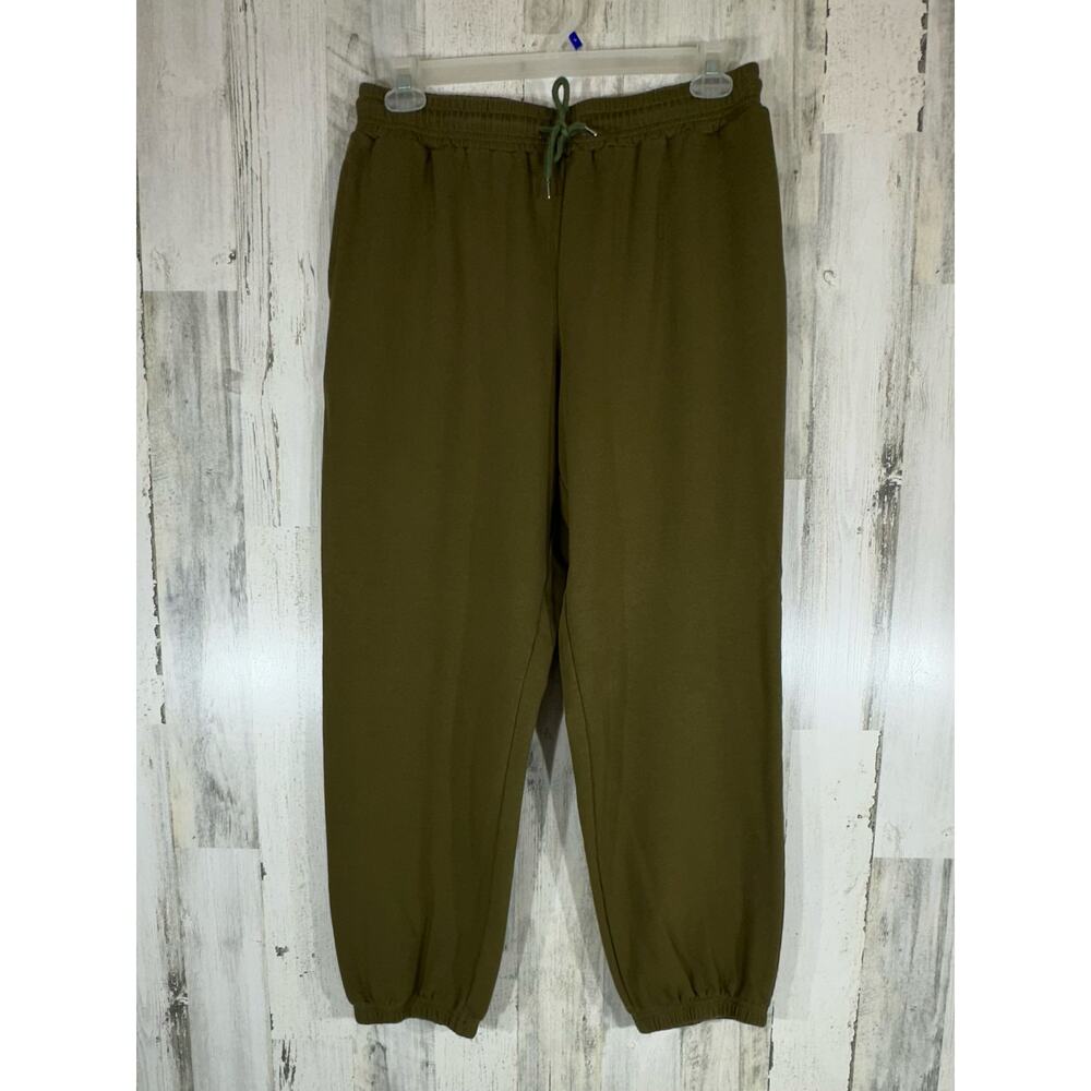 We1Fit Womens Jogger Pants Size XXL Olive Green Drawstring Elastic Waist Terry